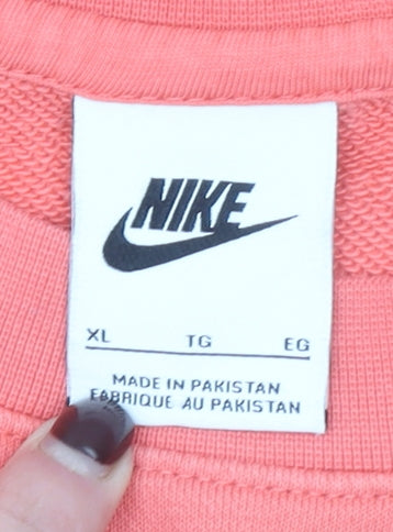 Nike Womens Coral Sweatshirt XL Cotton Blend Logo Crew Neck
