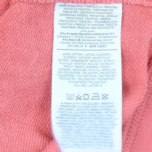 Nike Womens Coral Sweatshirt XL Cotton Blend Logo Crew Neck