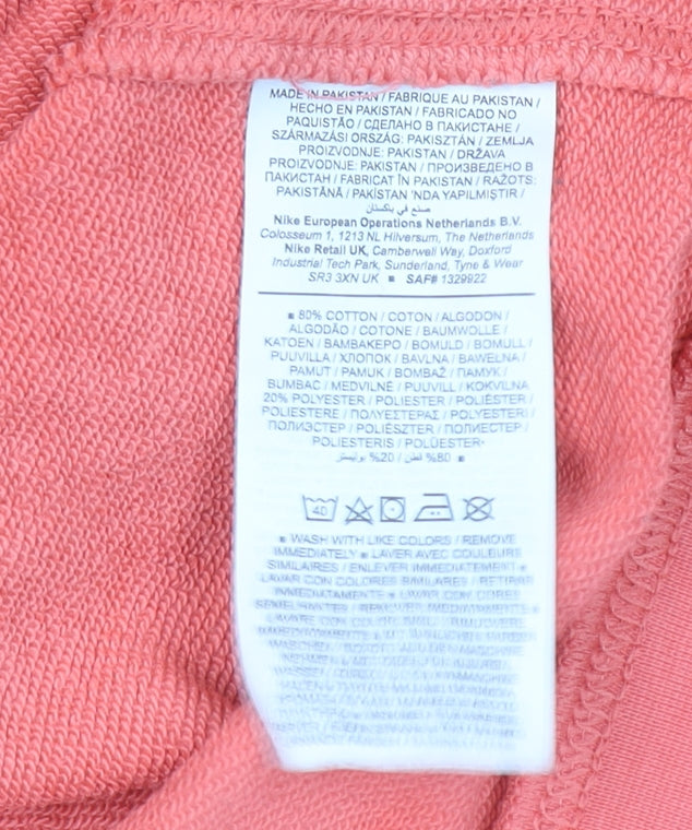 Nike Womens Coral Sweatshirt XL Cotton Blend Logo Crew Neck