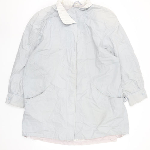 C&A Women Grey Long Rain Coat Size 16 Cotton Nylon Lined Vintage Style