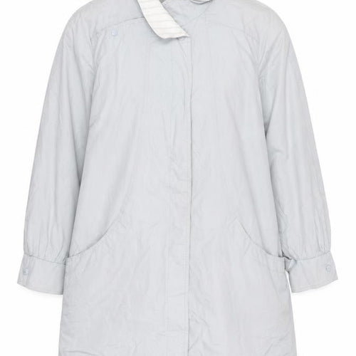 C&A Women Grey Long Rain Coat Size 16 Cotton Nylon Lined Vintage Style
