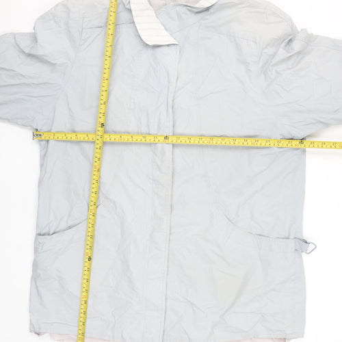 C&A Women Grey Long Rain Coat Size 16 Cotton Nylon Lined Vintage Style