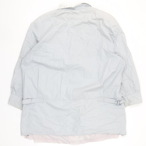 C&A Women Grey Long Rain Coat Size 16 Cotton Nylon Lined Vintage Style