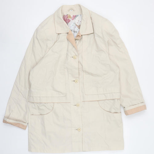 Klass Women Beige Mid-Length Button Overcoat Size 12