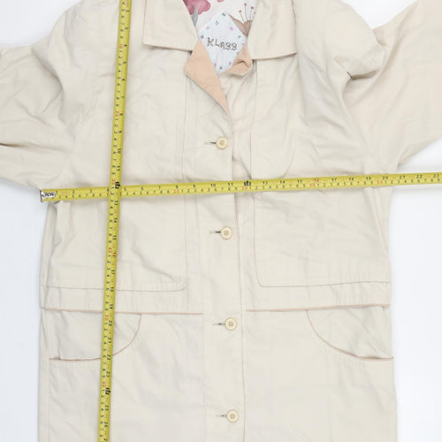 Klass Women Beige Mid-Length Button Overcoat Size 12