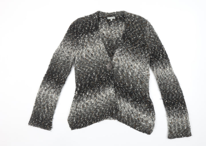 Marks and Spencer Per Una Women's Grey Cardigan M V-Neck Chunky Knit