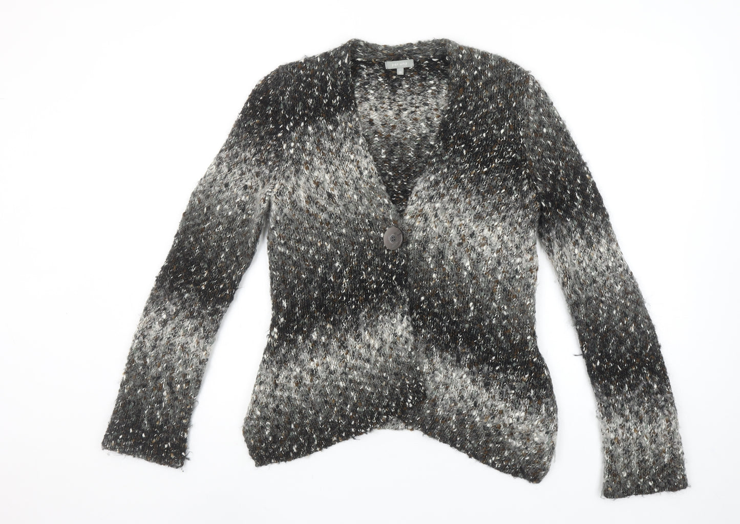 Marks and Spencer Per Una Women's Grey Cardigan M V-Neck Chunky Knit