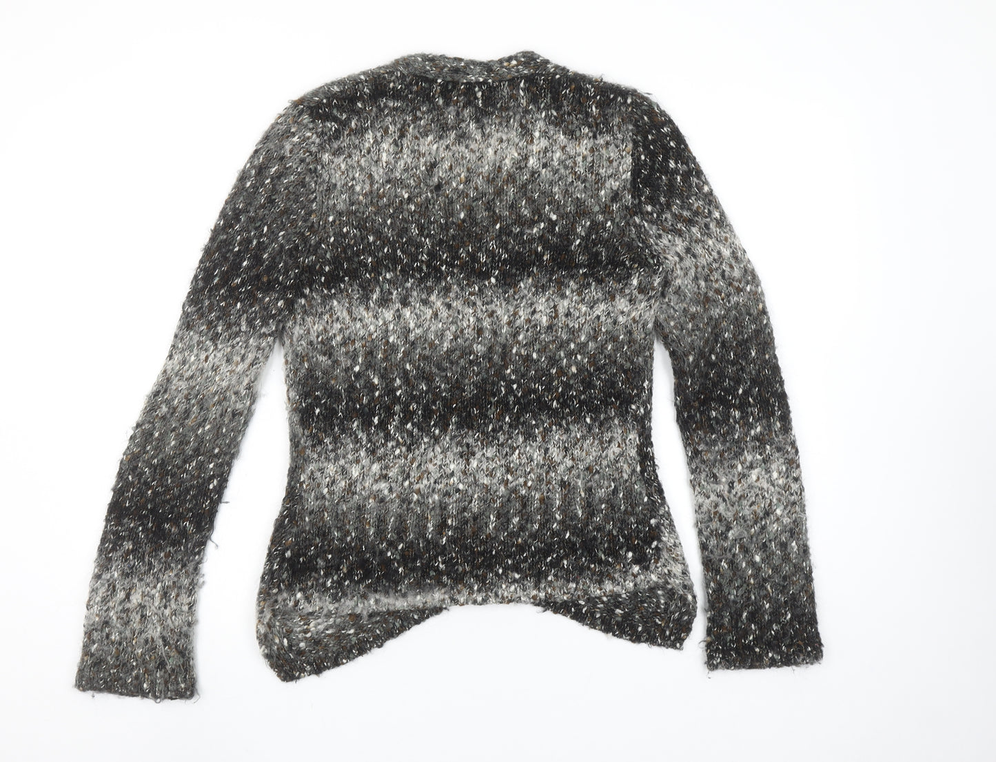 Marks and Spencer Per Una Women's Grey Cardigan M V-Neck Chunky Knit