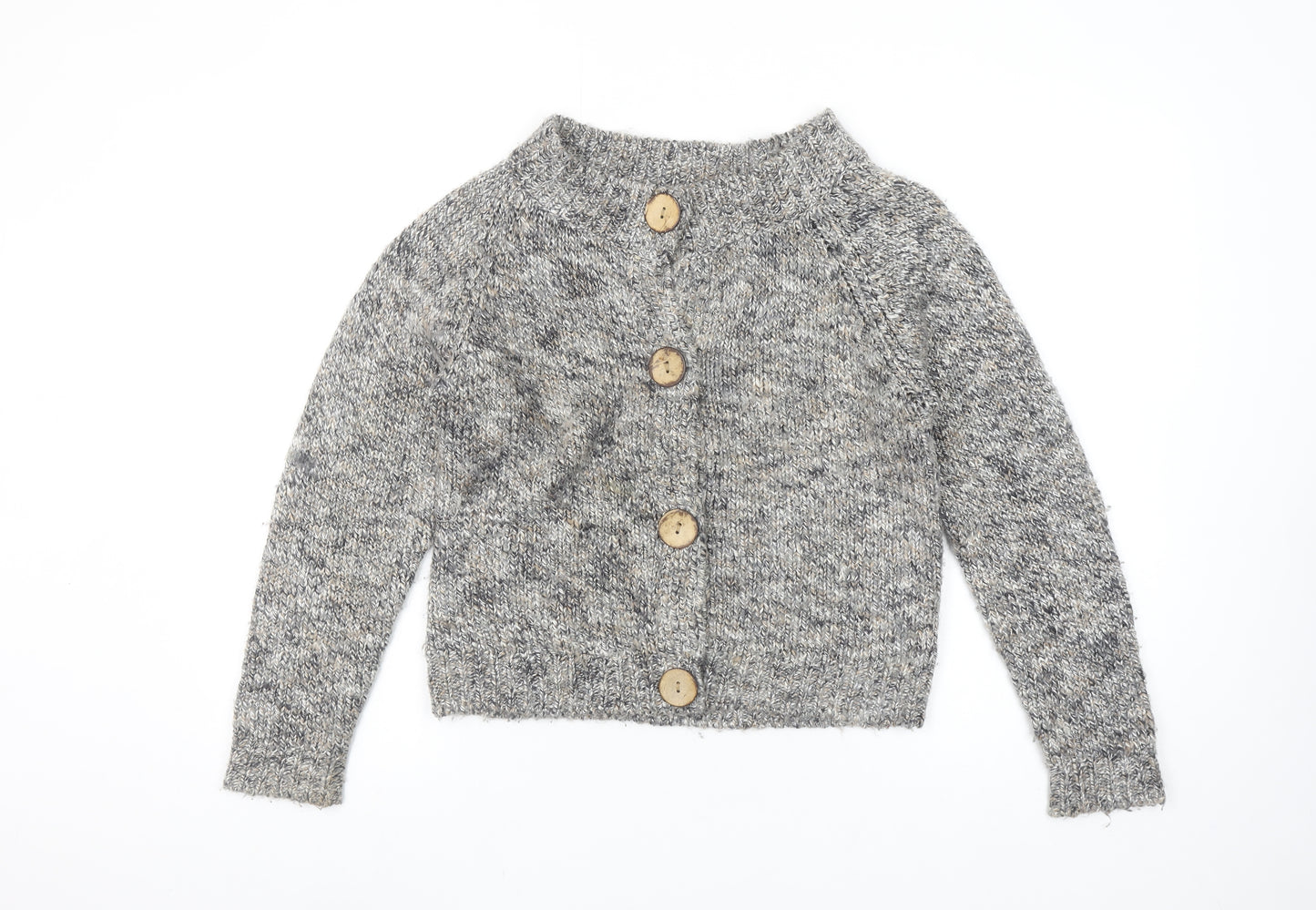 Linea Women's Grey Knit Button Cardigan M Chunky Long Sleeve