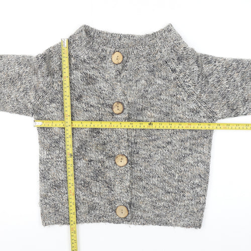 Linea Women's Grey Knit Button Cardigan M Chunky Long Sleeve