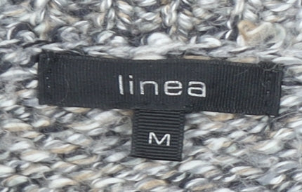 Linea Women's Grey Knit Button Cardigan M Chunky Long Sleeve