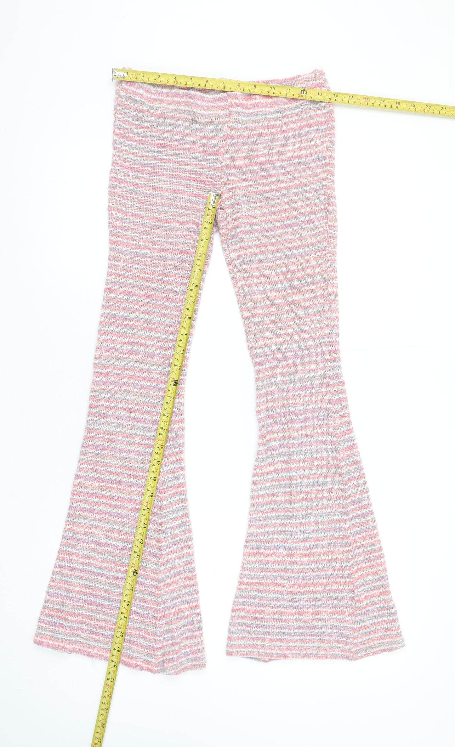 Outfitters Women's Multicoloured Striped Flared Knit Leggings S