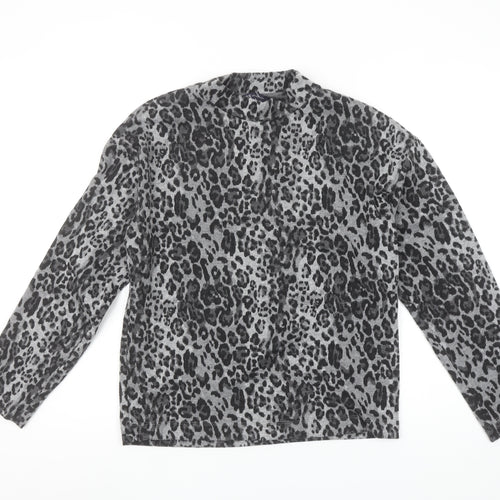 Marks and Spencer Womens Grey Animal Print Long Sleeve T-Shirt Size 6