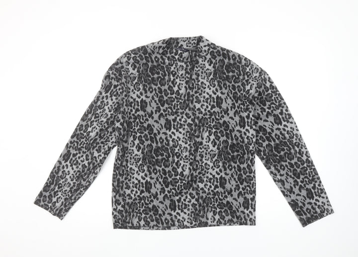 Marks and Spencer Womens Grey Animal Print Long Sleeve T-Shirt Size 6