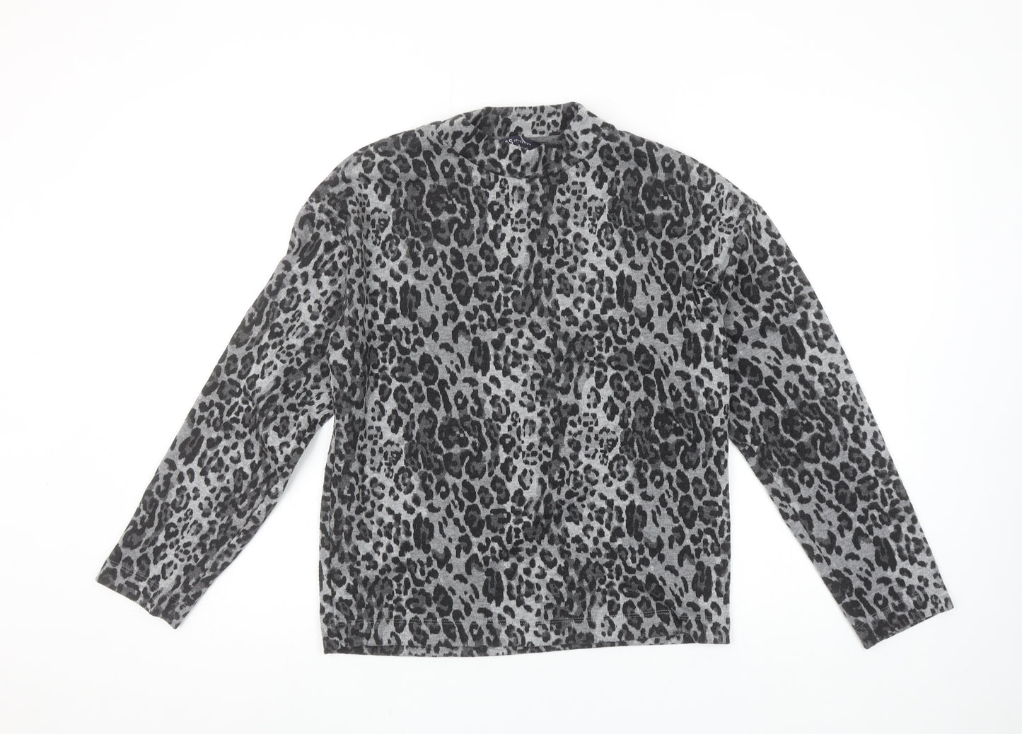 Marks and Spencer Womens Grey Animal Print Long Sleeve T-Shirt Size 6