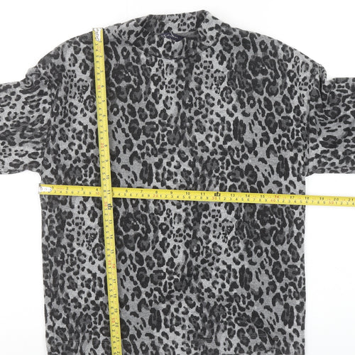Marks and Spencer Womens Grey Animal Print Long Sleeve T-Shirt Size 6