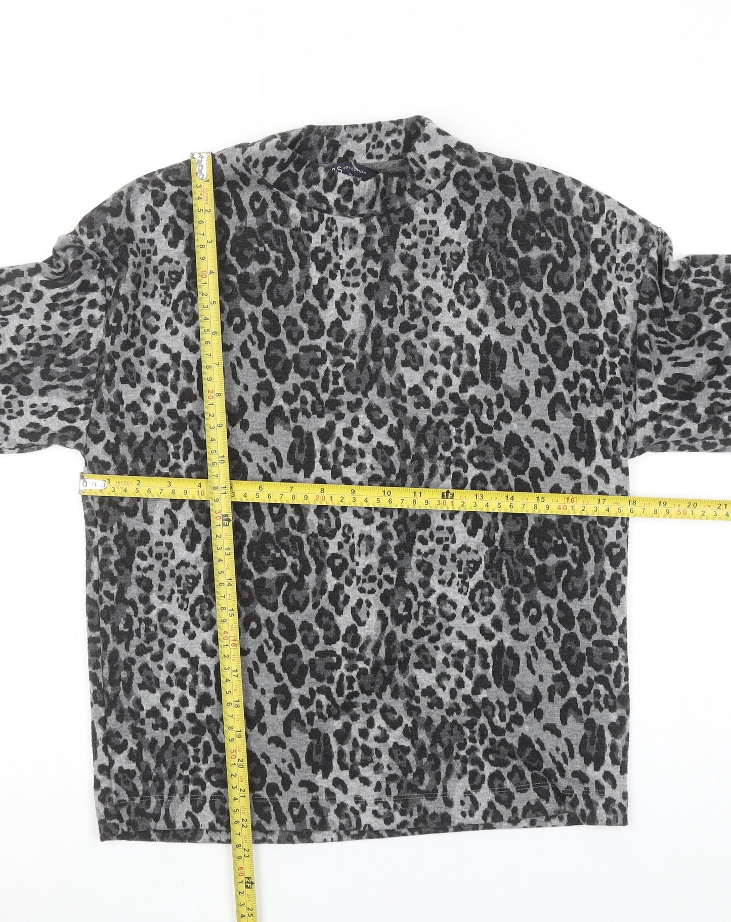Marks and Spencer Womens Grey Animal Print Long Sleeve T-Shirt Size 6