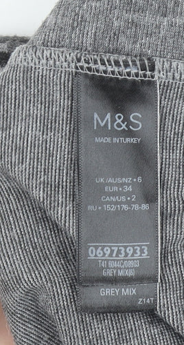 Marks and Spencer Womens Grey Animal Print Long Sleeve T-Shirt Size 6