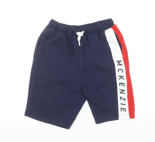 McKenzie Boys Blue Athletic Shorts 12-13 Years Colourblock Elastic Waist