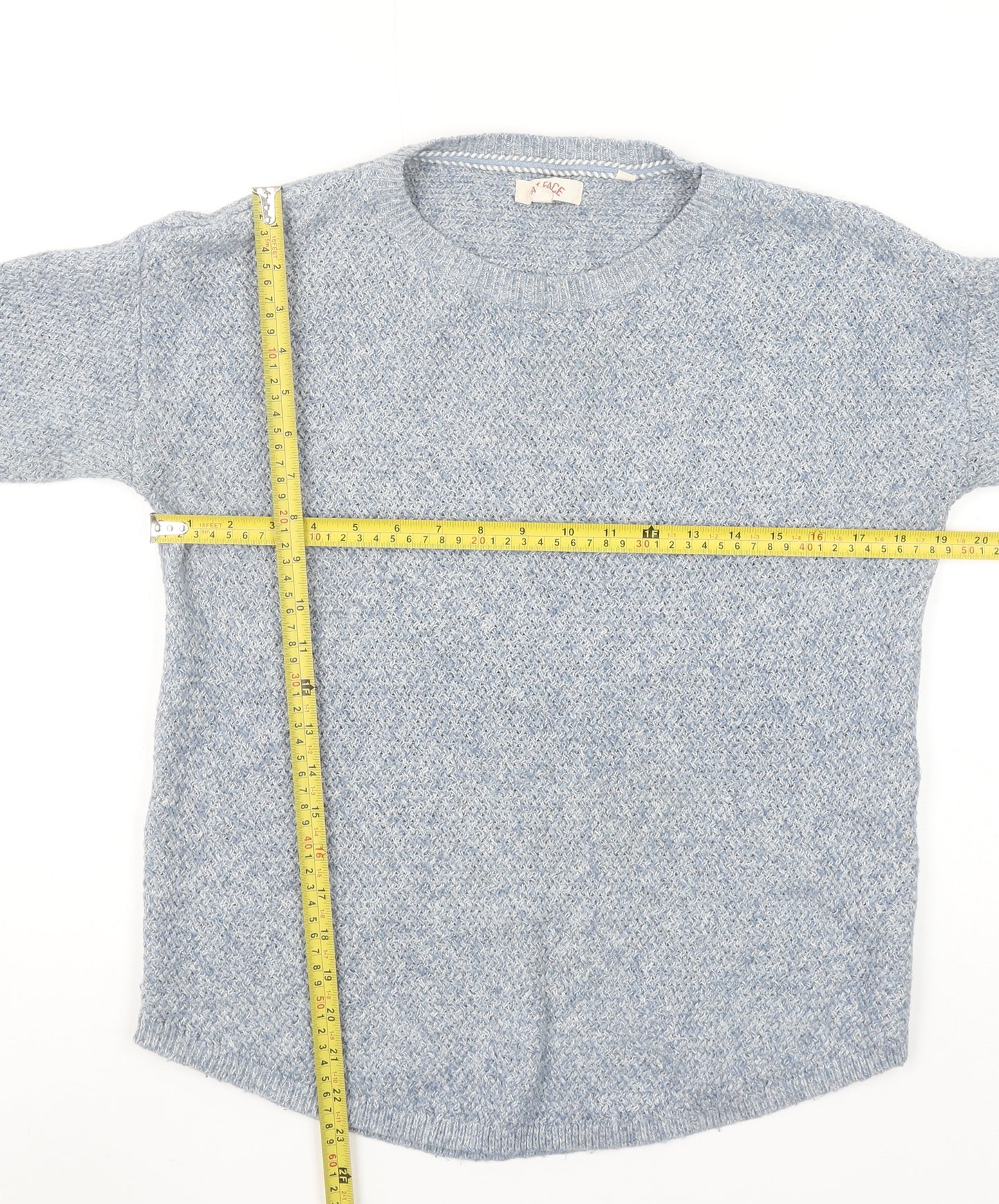 Fat Face Women's Blue Wool Blend Crew Neck Jumper Size 10