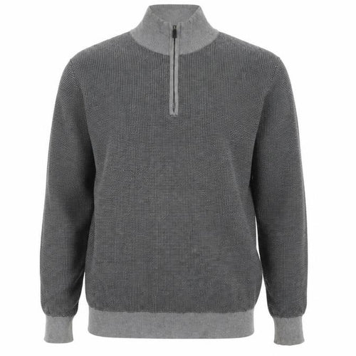 Maison Cinqcent Men's Grey Cotton 1/4 Zip High Neck Jumper Size M