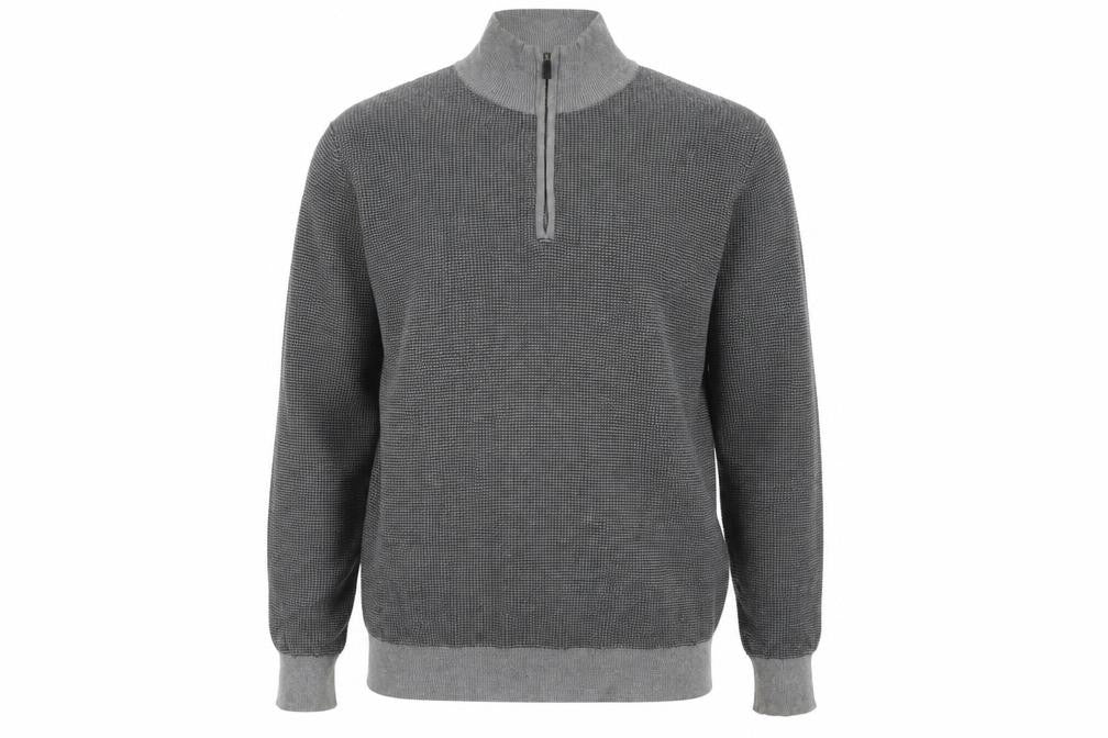 Maison Cinqcent Men's Grey Cotton 1/4 Zip High Neck Jumper Size M