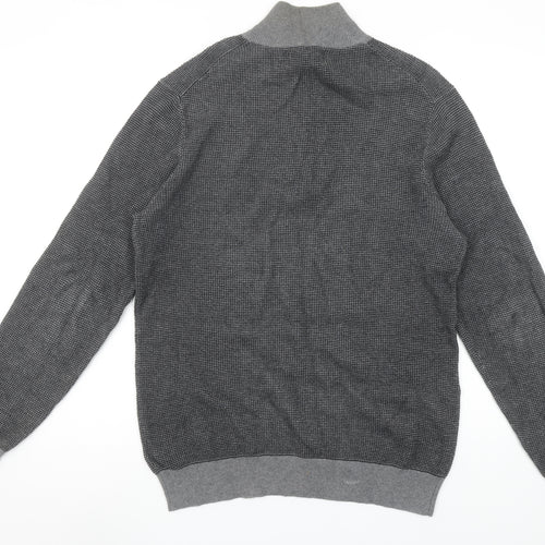 Maison Cinqcent Men's Grey Cotton 1/4 Zip High Neck Jumper Size M