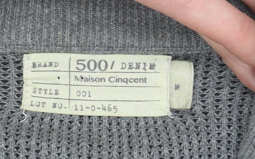 Maison Cinqcent Men's Grey Cotton 1/4 Zip High Neck Jumper Size M
