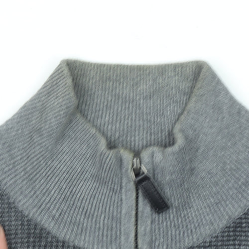 Maison Cinqcent Men's Grey Cotton 1/4 Zip High Neck Jumper Size M