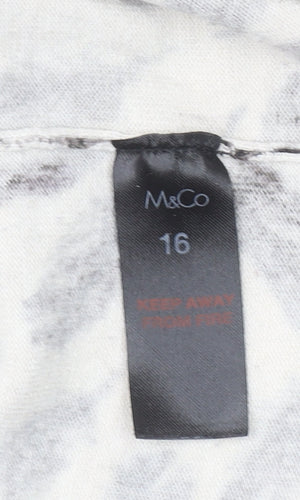 M&Co Womens Beige Feather Print Cardigan Size 16 Viscose Blend
