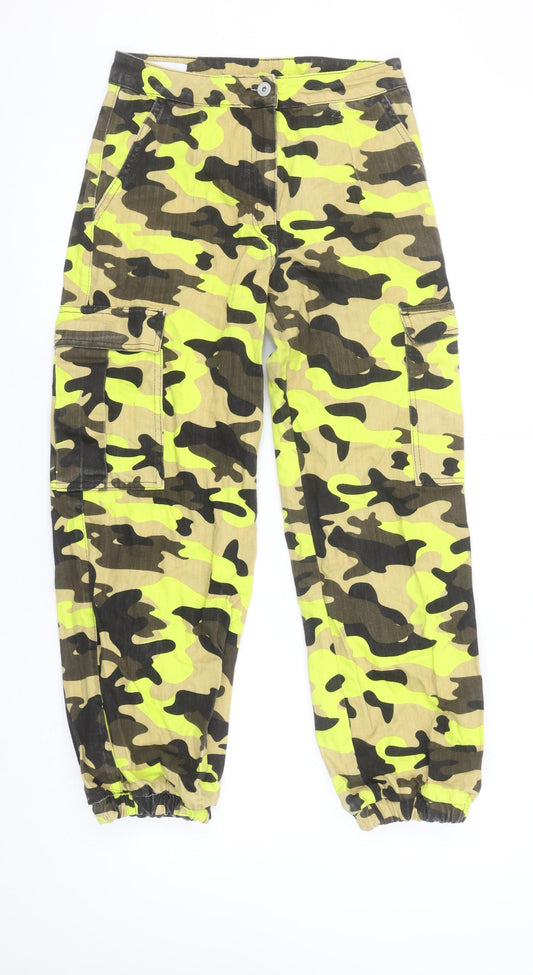 George Womens Pink Cotton Cargo Trousers Size 10 L21 in Regular - Main Image