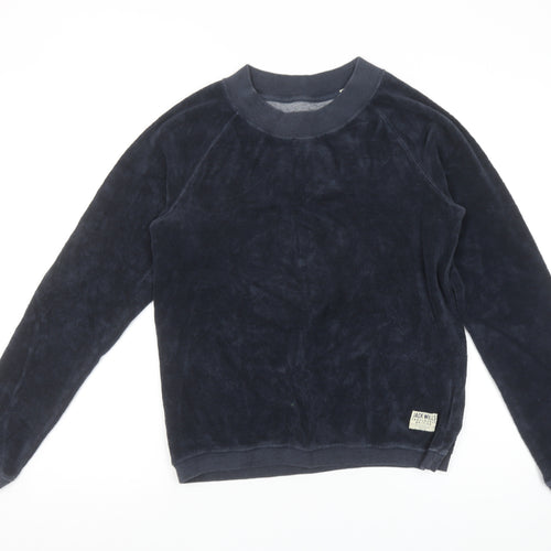 Jack Wills Women's Navy Blue Velour Pullover Sweatshirt UK 12