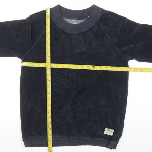 Jack Wills Women's Navy Blue Velour Pullover Sweatshirt UK 12