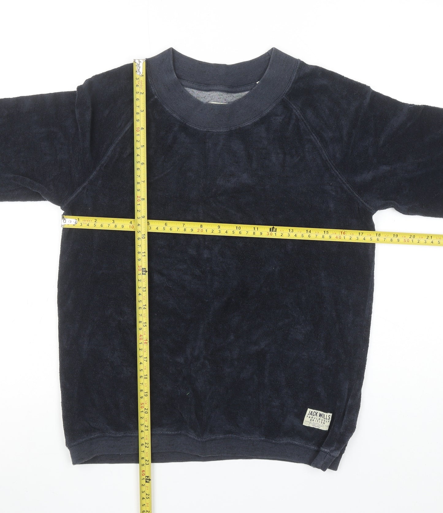 Jack Wills Women's Navy Blue Velour Pullover Sweatshirt UK 12