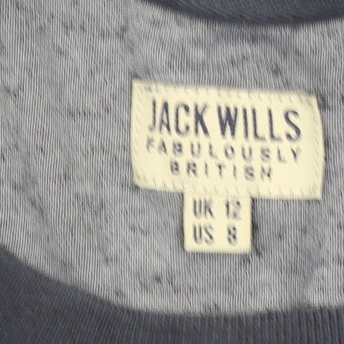 Jack Wills Women's Navy Blue Velour Pullover Sweatshirt UK 12