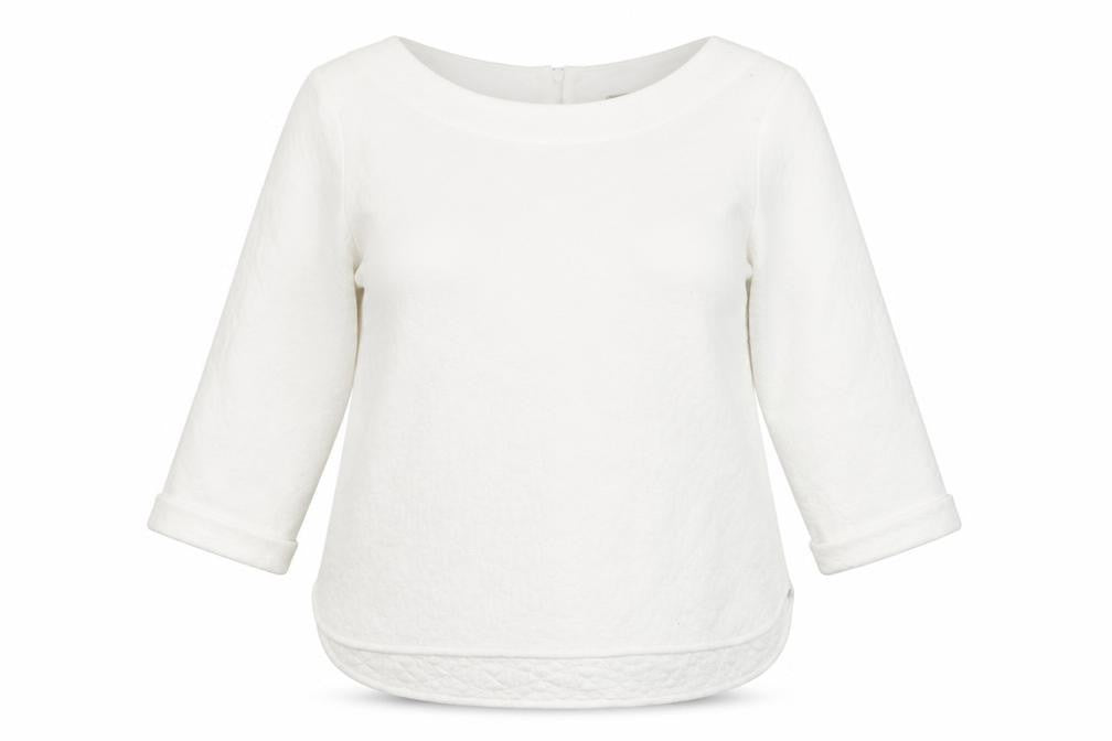 Front view of Great Plains Women’s White Quilted Cotton Blend Blouse, size L