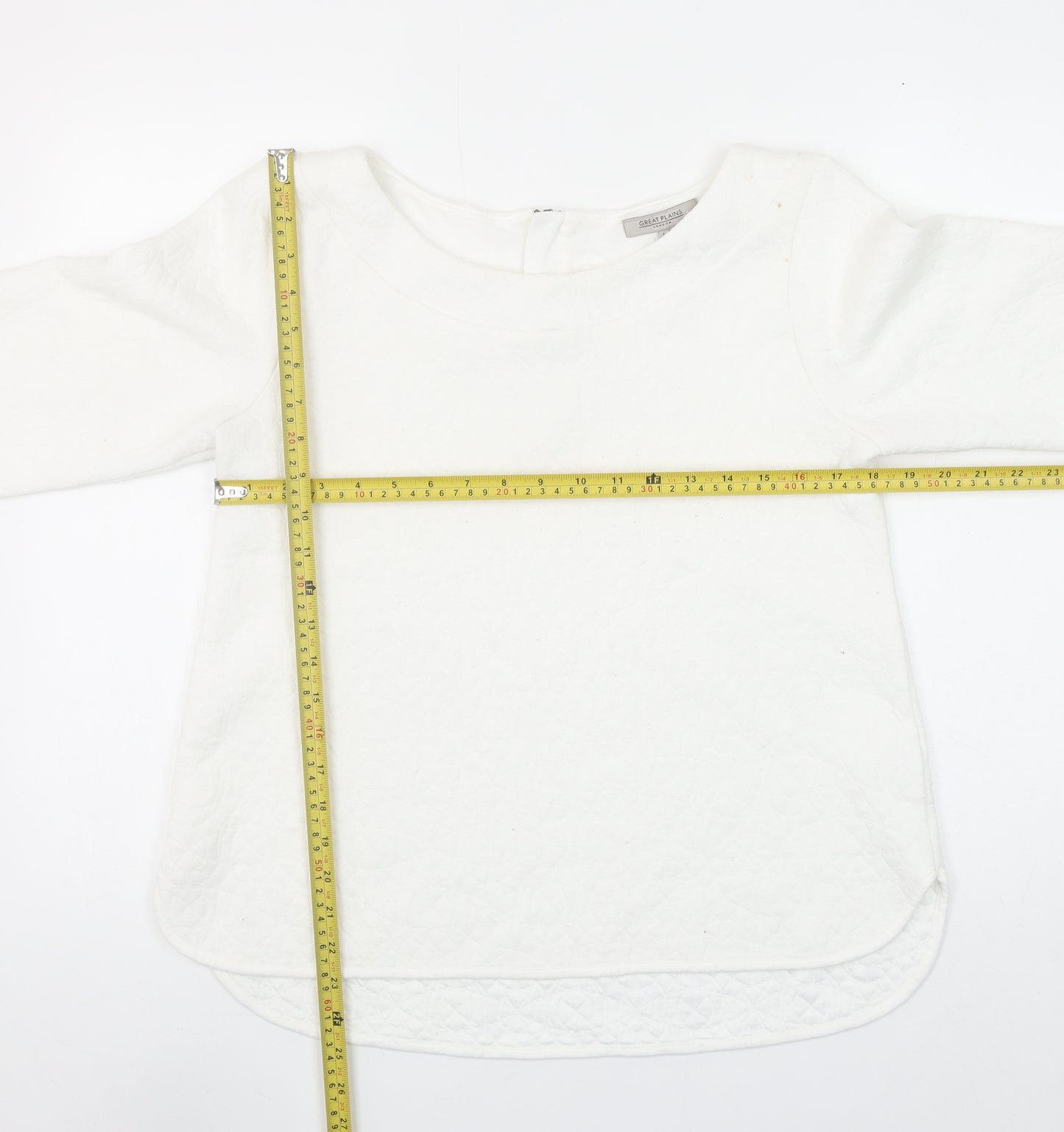 Great Plains Women’s White Quilted Cotton Blend Blouse Size L
