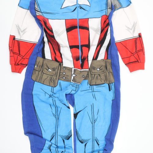 Marvel Men’s Captain America Fleece Onesie M Hooded Zip Up Nightwear