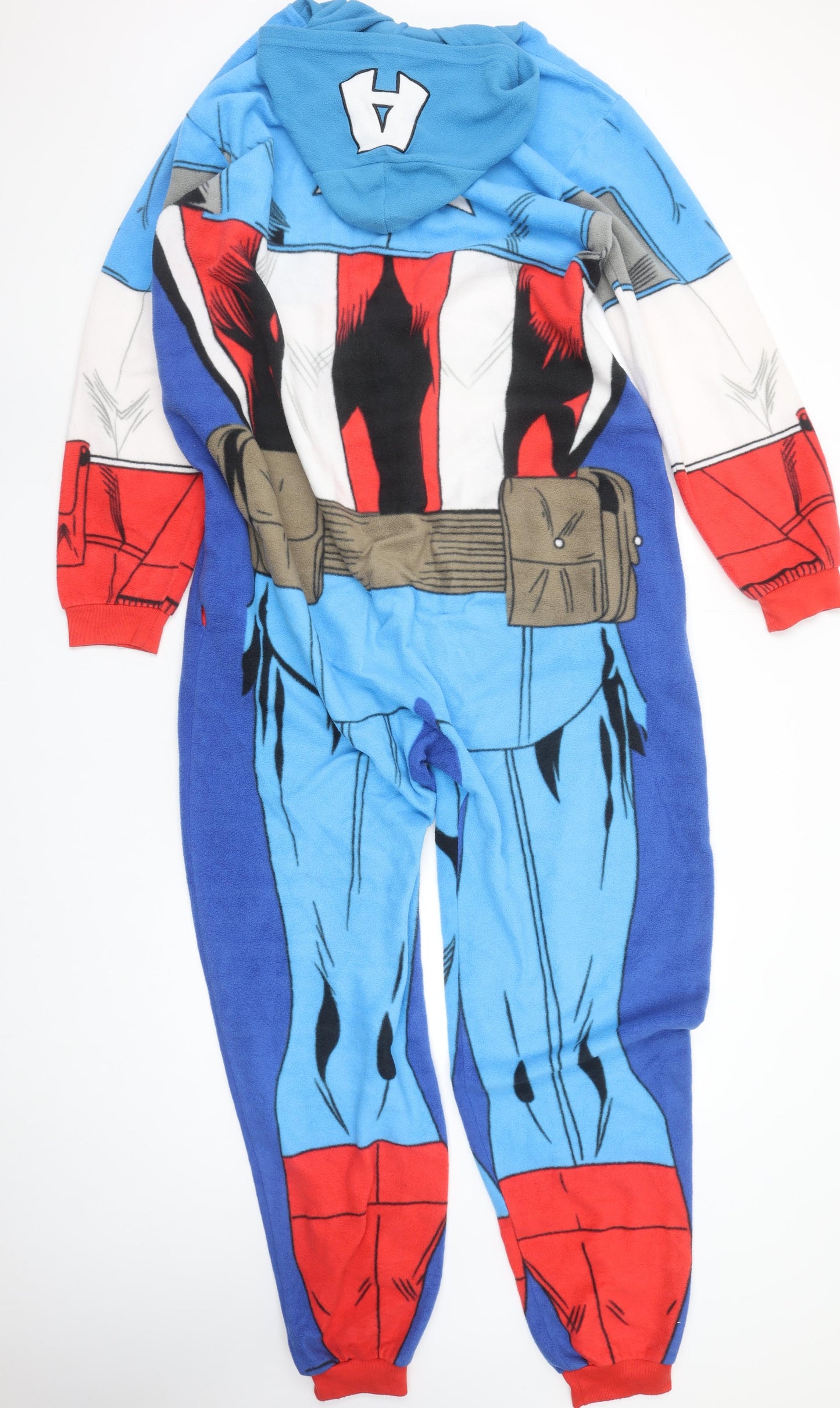 Marvel Men’s Captain America Fleece Onesie M Hooded Zip Up Nightwear
