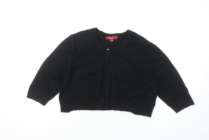 Monsoon Women’s Black Cotton Blend 3/4 Sleeve Cardigan Size 16