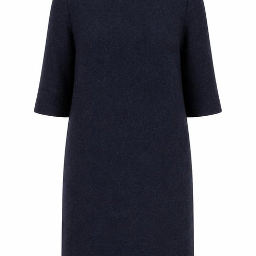 Hush Womens Blue Wool Shift Dress XS 3/4 Sleeve Knee Length