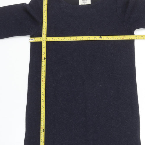Hush Womens Blue Wool Shift Dress XS 3/4 Sleeve Knee Length