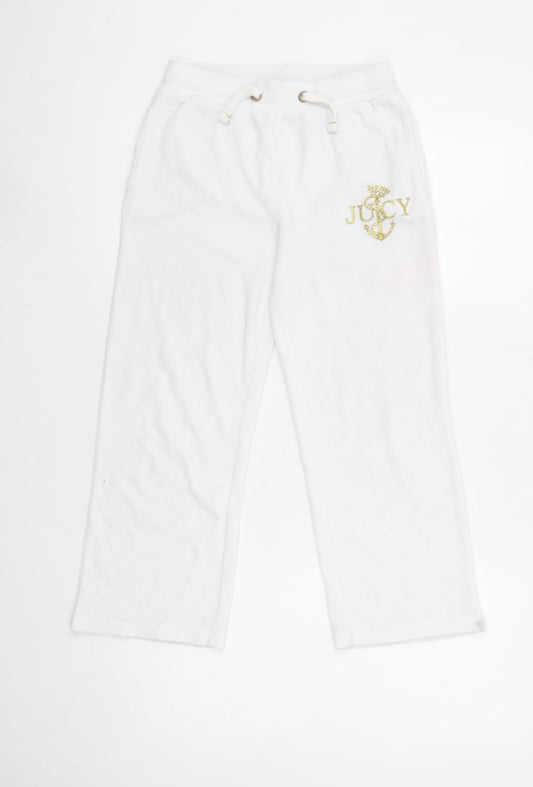 Juicy Couture Girls White Jogger Trousers Size 8/9 Cotton Blend