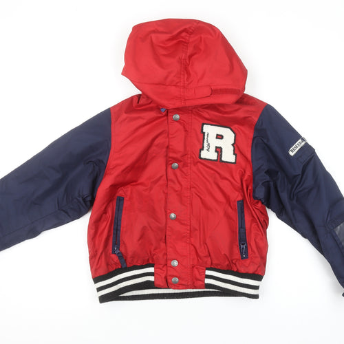 Reseeda Boys Red Varsity Jacket Hooded Lined Water Resistant 10 Years