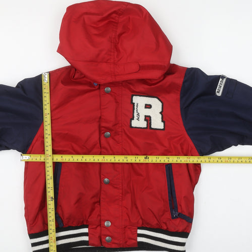 Reseeda Boys Red Varsity Jacket Hooded Lined Water Resistant 10 Years