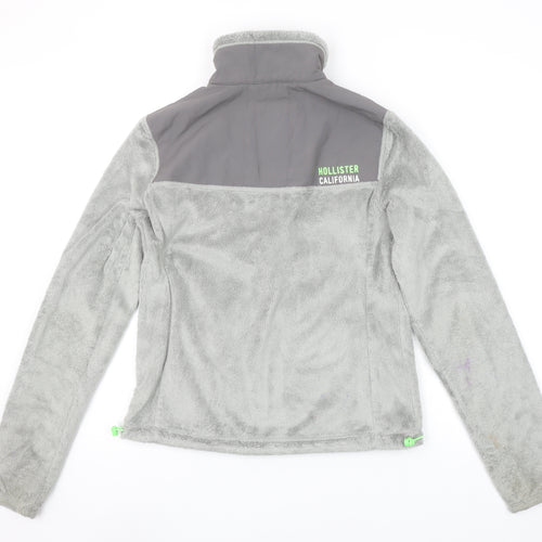 Hollister Women Grey Fleece 1/2 Zip Pullover Sweatshirt S