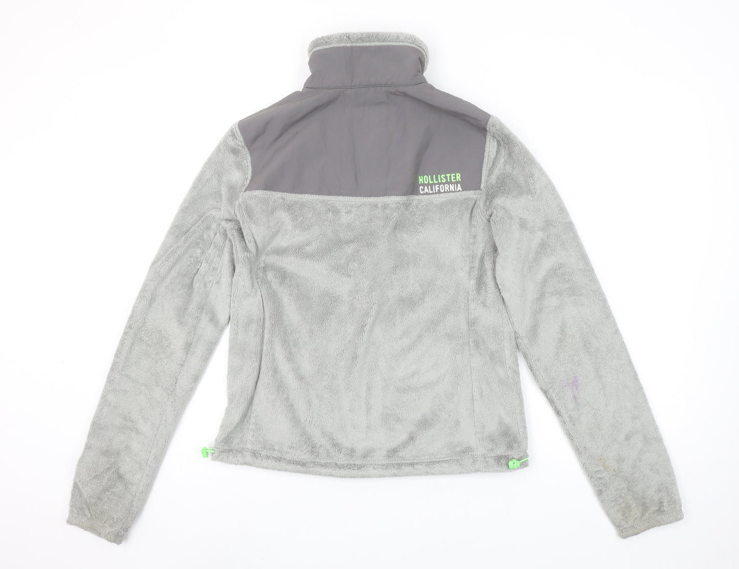 Hollister Women Grey Fleece 1/2 Zip Pullover Sweatshirt S