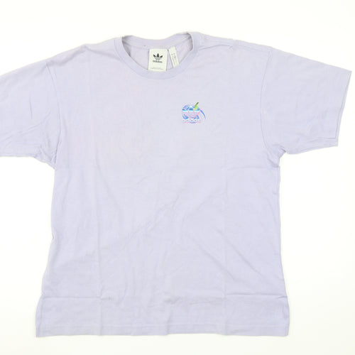 adidas Men's Purple Retro Logo Short Sleeve Cotton T-Shirt Size S