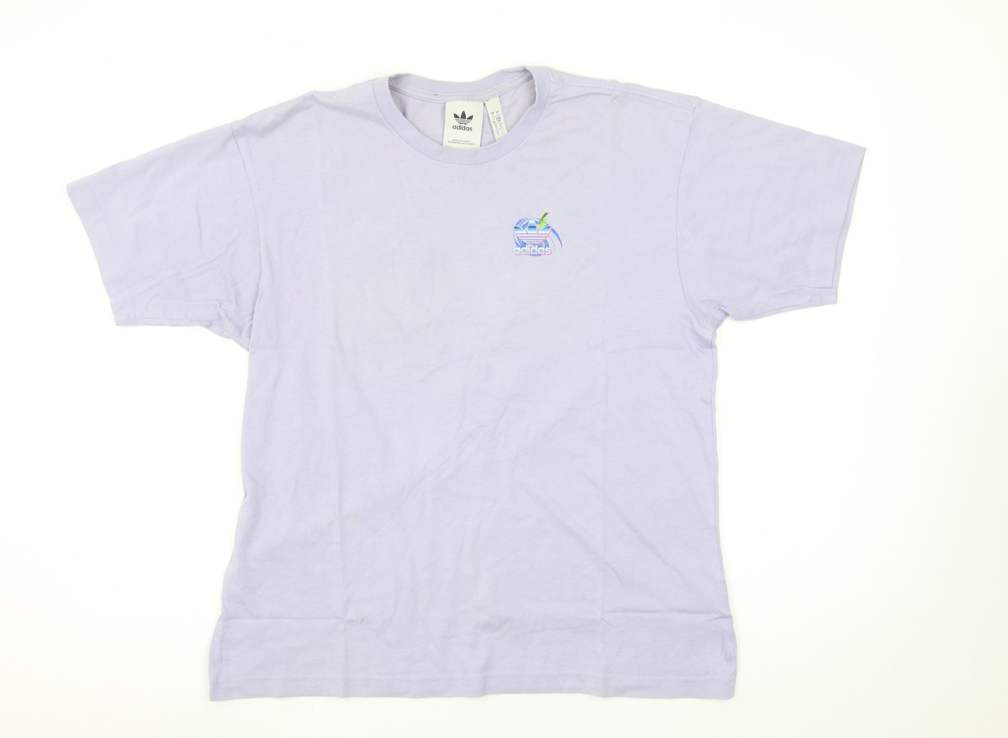adidas Men's Purple Retro Logo Short Sleeve Cotton T-Shirt Size S
