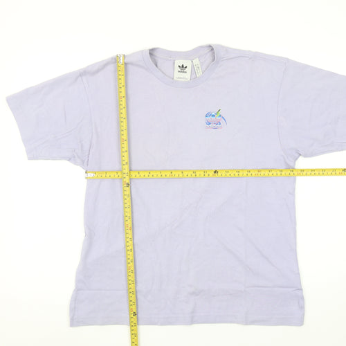 adidas Men's Purple Retro Logo Short Sleeve Cotton T-Shirt Size S